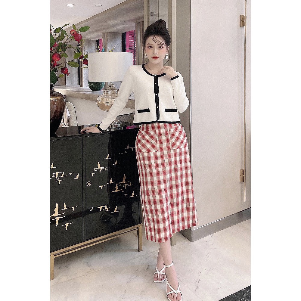 Chân váy dài kẻ caro túi ốp 2 bên JDW0431 - 92wear | BigBuy360 - bigbuy360.vn