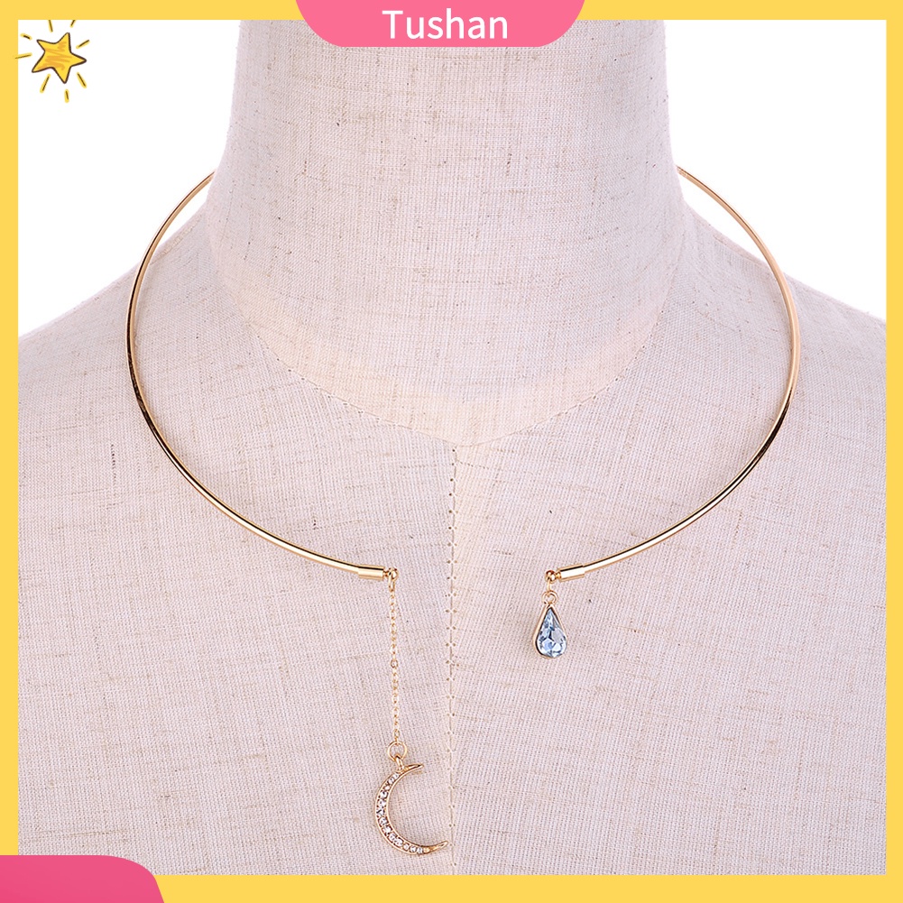 Vòng cổ choker mặt trăng lưỡi liềm tush _ đính đá