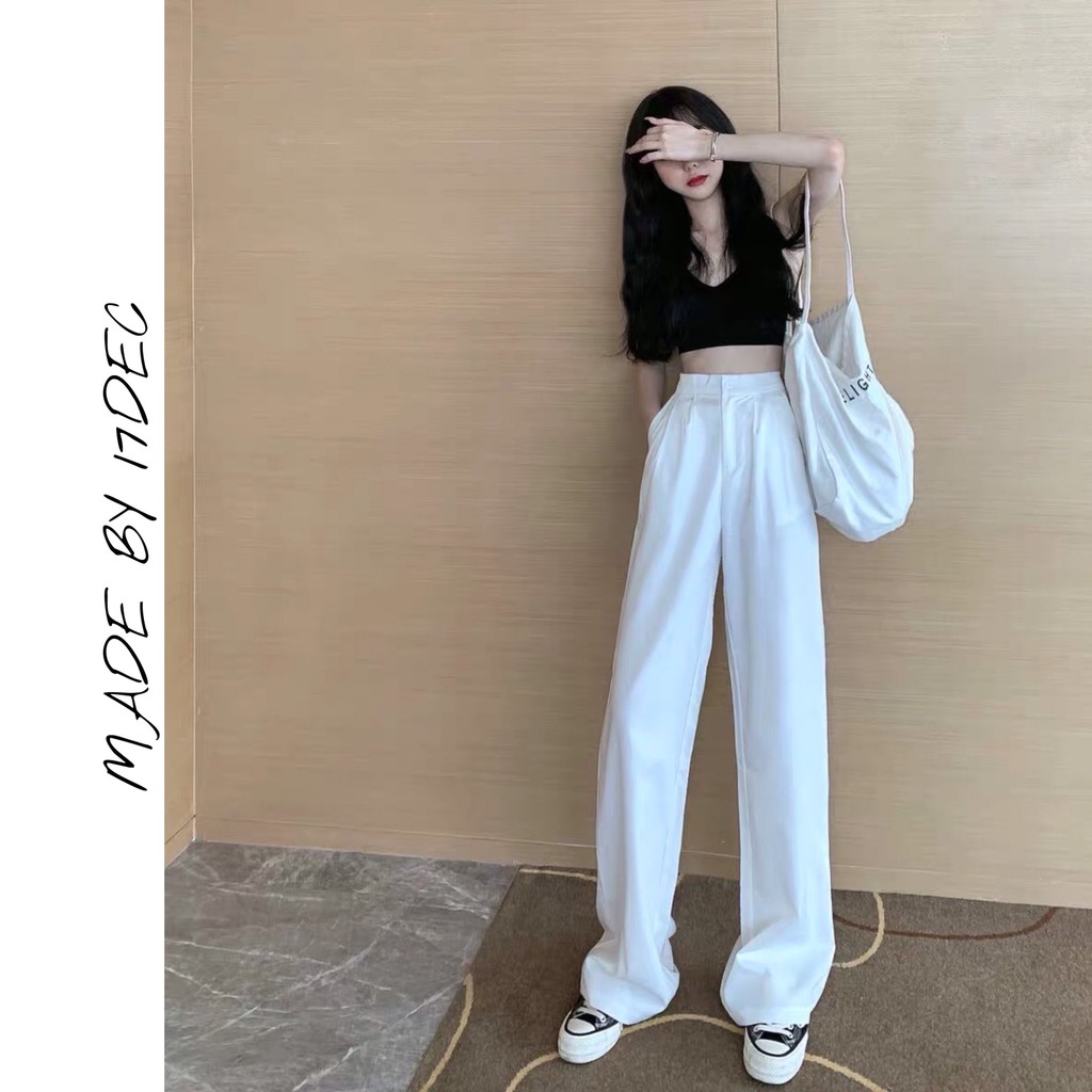 Quần suông culottes 17DEC, quần tây công sở nữ ống rộng cạp cao phong cách ulzzang hàn quốc