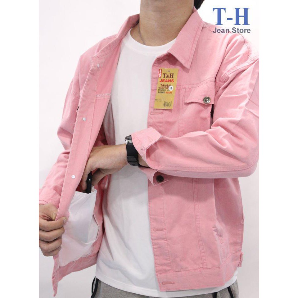 Áo khoác nam, Áo khoác kaki nam cổ bẻ phong cách hàn quốc_màu hồng