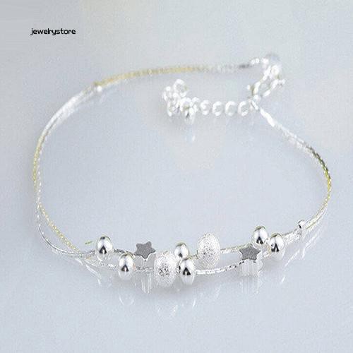 Vòng tay mạ bạc dạng chuỗi hạt hình ngôi sao thời trang cho nữ