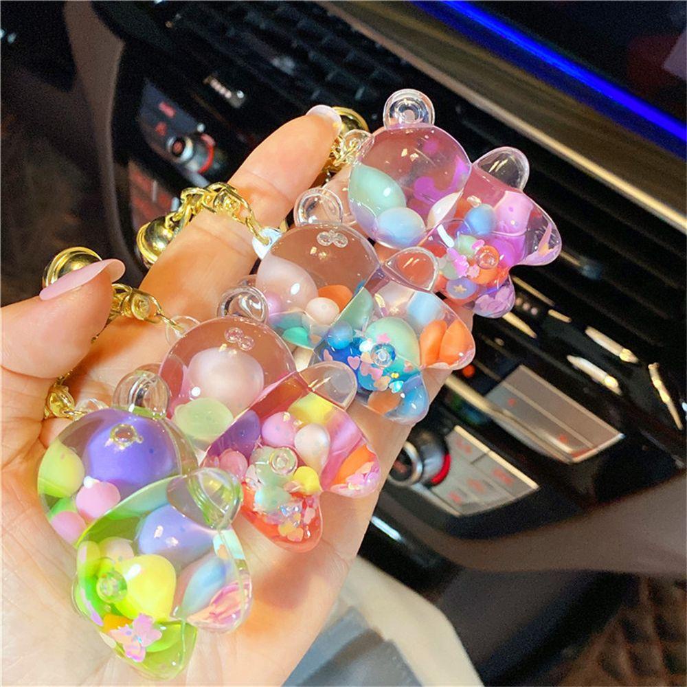 Móc Khóa Hình Gấu Chubby Có Cát Chảy Dễ Thương