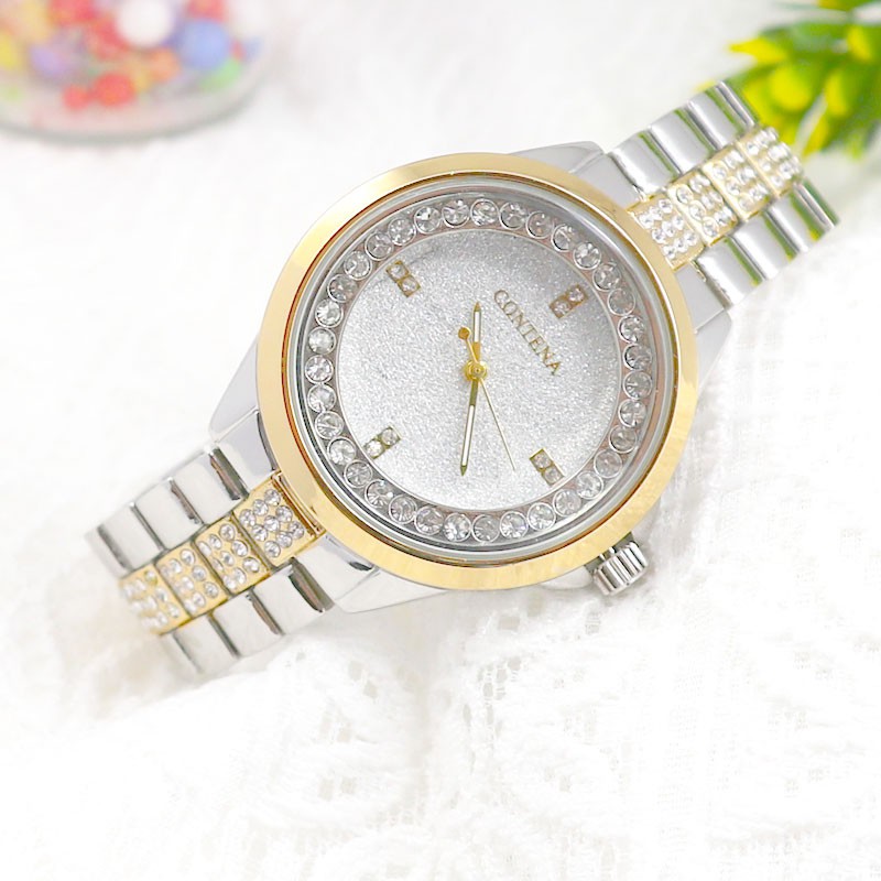 Đồng hồ nữ CONTENA CN1088 mặt ánh nhũ dây thép đính đá | BigBuy360 - bigbuy360.vn