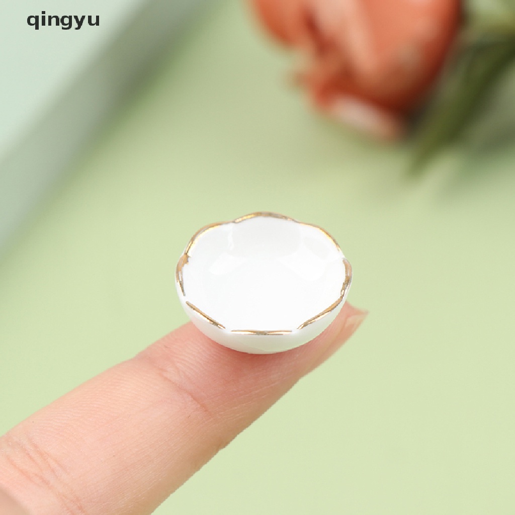 Bộ 4 Chén Dĩa Gốm Sứ Trắng Trang Trí Nhà Búp Bê 1: 12