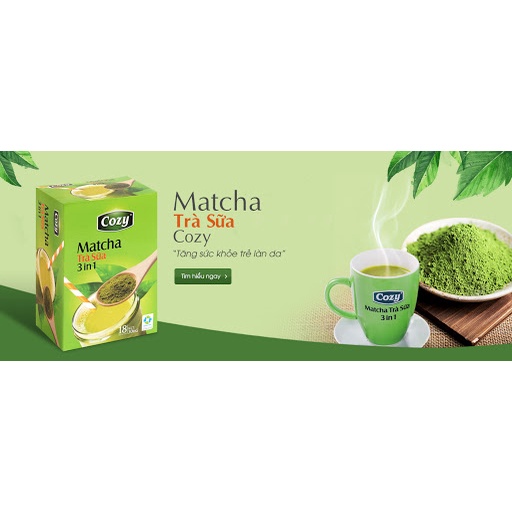 Trà sữa Matcha Cozy hộp 306g - 1 Hộp Matcha Cozy 18 gói x 17g/gói