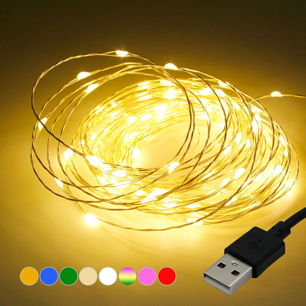Đèn chiếu sáng cổ tích 1M 5M 10M / USB được cấp nguồn bằng dây ánh sáng lấp lánh