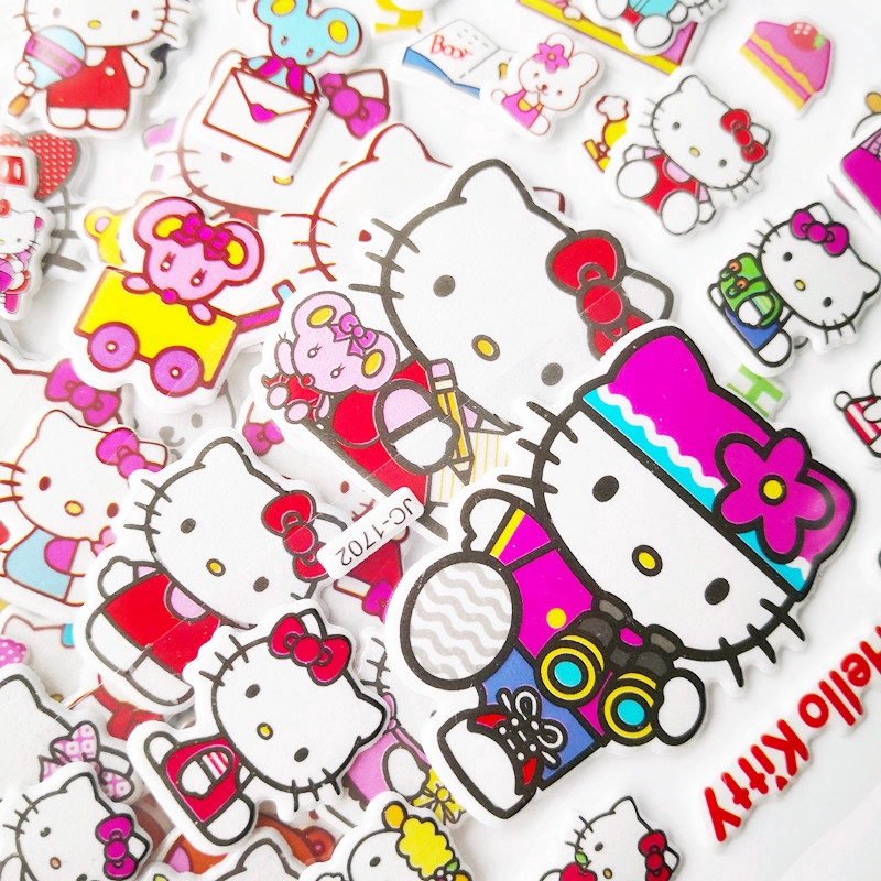 Bộ 1 / 5 tấm nhãn dán trang trí hình Hello Kitty 3D