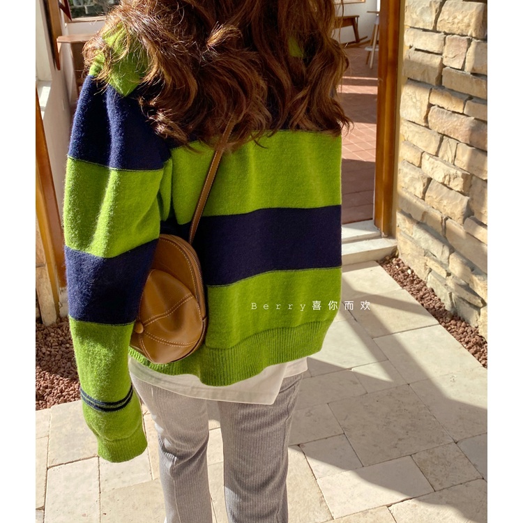 Áo Khoác Cardigan Dệt Kim Tay Dài Cổ Chữ V Dáng Rộng Kẻ Sọc Thời Trang Mùa Thu Cho Nữ | BigBuy360 - bigbuy360.vn