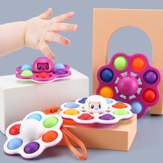 Con quay đồ chơi Fidget Spinner hình bạch tuộc kèm nhấn bong bóng giúp giảm stress