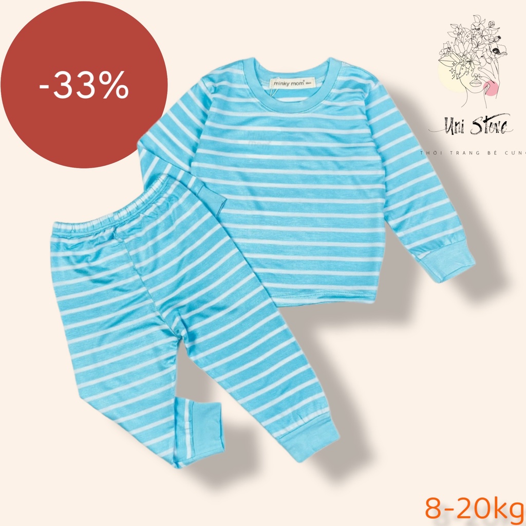 [BÉ 7-18kg] Bộ tay dài quần dài sọc dệt minkymom cho bé mặc ngủ, size 80-120 cho bé Unibaby BDSDDT