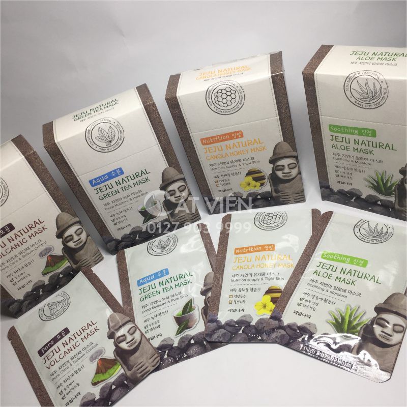 Mặt nạ đắp mặt thảo dược Welcos Jeju Natural Mask mix đủ vị 8 miếng