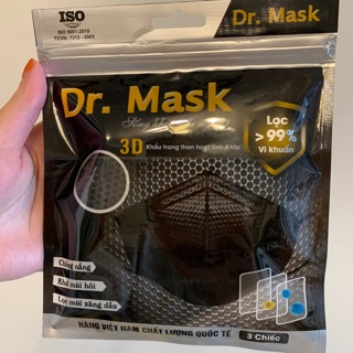 3 chiếc Khẩu trang người lớn 4 lớp than hoạt tính Dr.Mask 3D(Set 3 chiếc