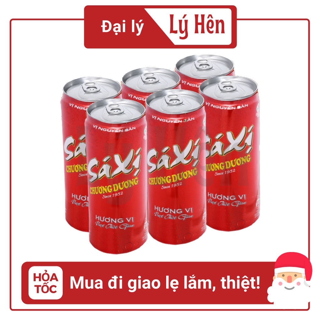 Lốc 6 Nước Ngọt Có Gas Xá Xị Chương Dương Soft Drink Lon 330ml Date Luôn Mới