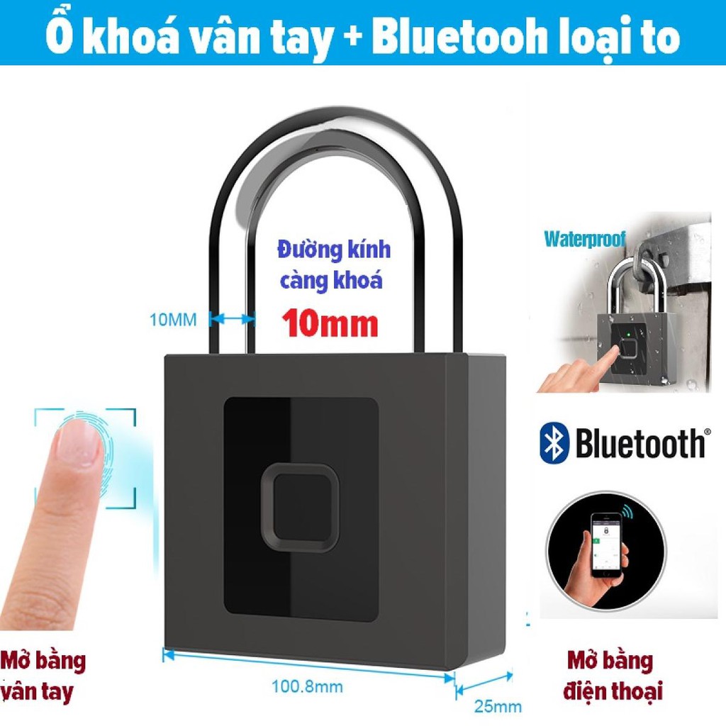 Khoá vân tay - Bluetooth loại lớn chống nước cực tốt