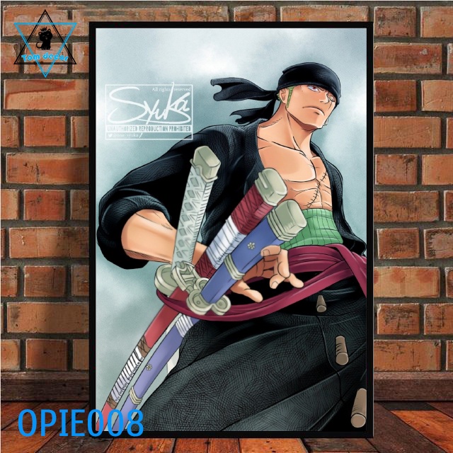 Tranh one piece dán tường nhựa formex dày 5mm siêu chắc - lufy-zoro-law-kaido-Tom decor