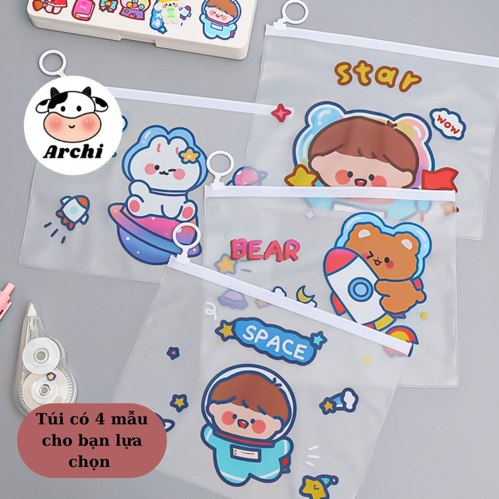 Túi đựng bút trong suốt, túi zip đựng bút và đồ dùng học tập phong cách hàn quốc văn phòng phẩm