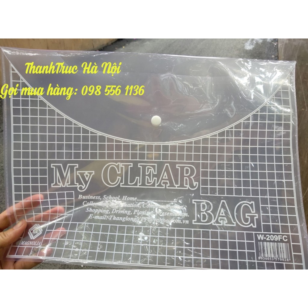 Combo 60 cái Túi đựng tài liệu to, túi Clearbag khổ F kích thước: 25cm x 35cm