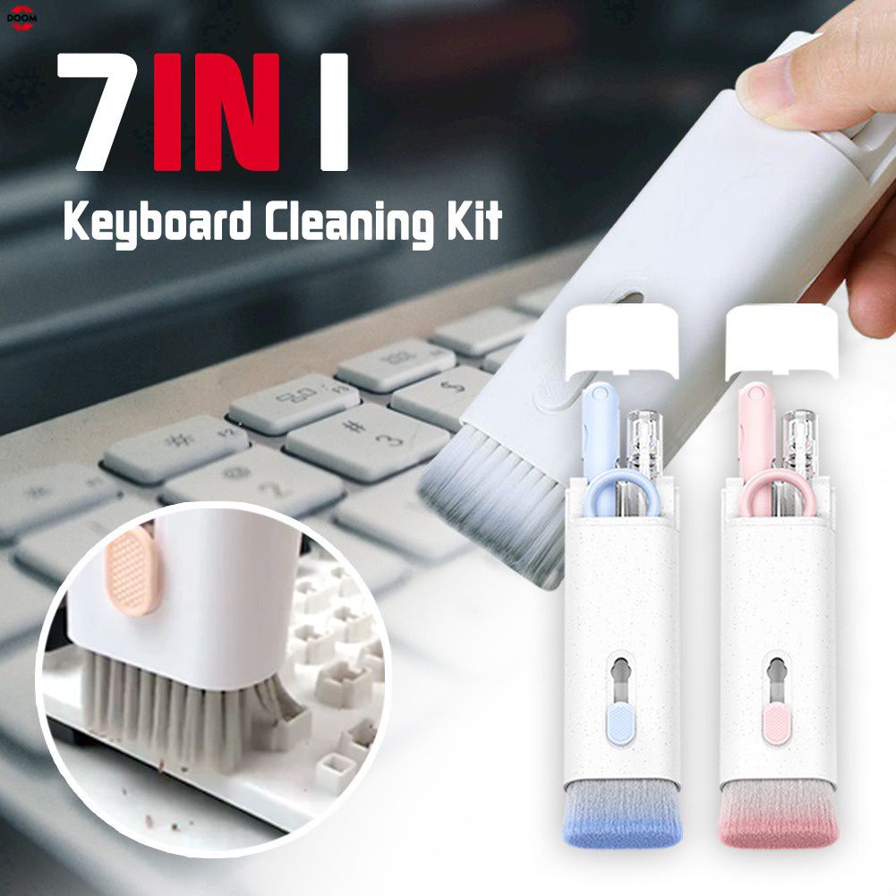 7 Trong 1 Tai Nghe Bàn Phím Bàn Chải Cọ Bộ Tai Nghe Chụp Tai Bút Vệ Sinh Protable Điện Thoại Di Động Máy Tính Góc Khoảng Cách Lau Bụi keycap Bộ 3 Kéo
