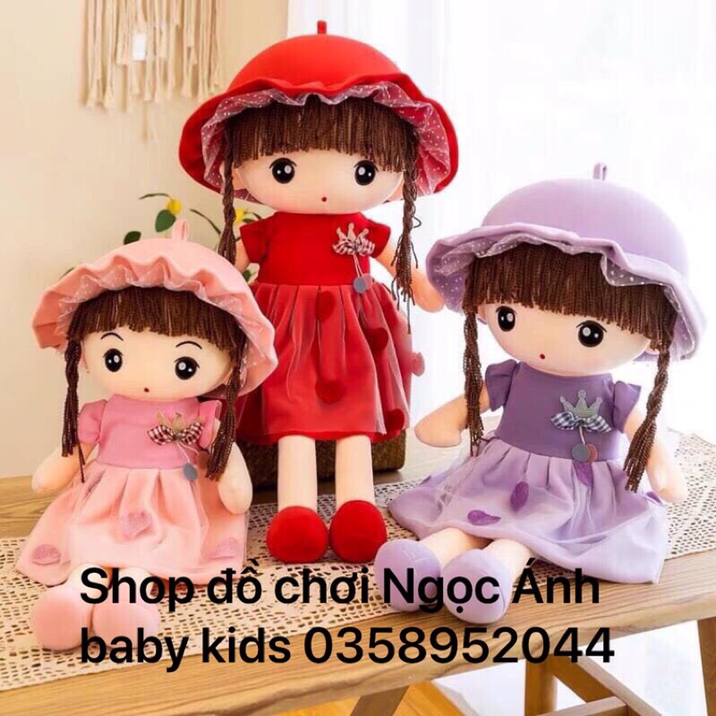 búp bê nhồi bông Quảng Châu cao cấp cho bé, búp bê nhồi bông đội mũ và mặc váy