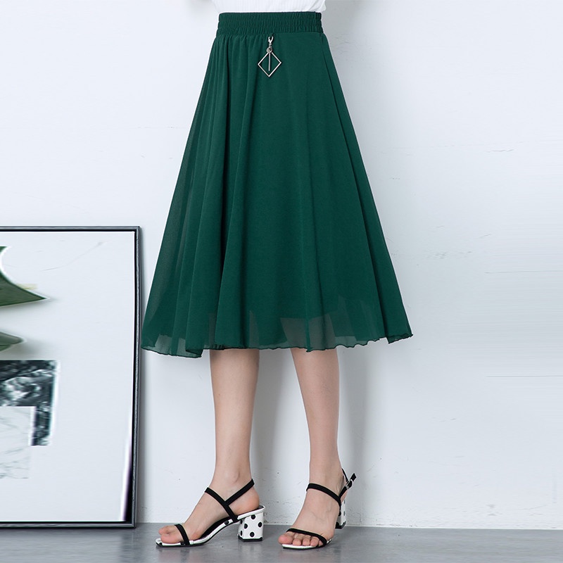 Chân Váy Xòe Lưng Thun Màu Trơn Thời Trang Cho Nữ