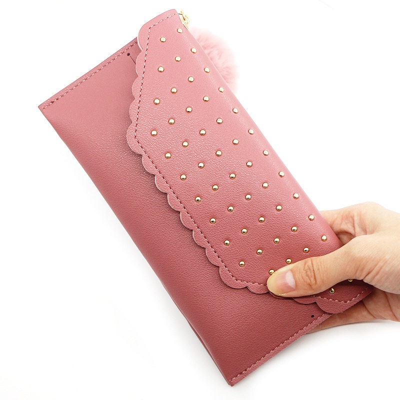 Ví Dài Màu Trơn Đính Đinh Tán Thời Trang Mới Cho Nữ Giá Đỡ