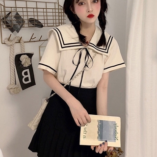 Áo Sơ Mi Tay Lỡ Cổ Thủy Thủ Phong Cách Hàn Quốc Thời Trang Mùa Hè 2021 Cho Nữ
