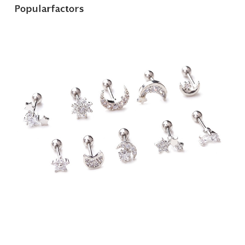 (Bán Chạy) Khuyên Xỏ Cơ Thể Mặt Trăng / Mặt Trời Đính Pha Lê