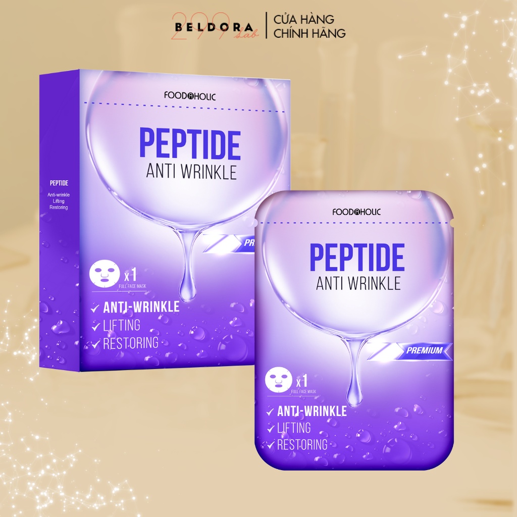 Mặt Nạ Peptide Trẻ Hóa, Lấp Đầy Vết Nhăn Beldora Foodaholic Peptide Anti Wrinkle Mask 23ml