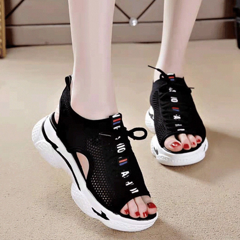 Giày sandal nữ Giày Sandal Thể Thao Mùa Hè Đế Dày Phối Lưới Thoáng Khí Phong Cách Mới