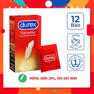 [DUREX CHÍNH HÃNG]-Bao cao su Durex Fertherlite, siêu mỏng, ôm sát, nhiều gel bôi trơn hộp 12 chiếc
