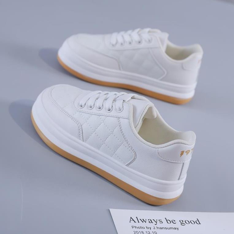 Giày sneaker đế bánh mì cao cấp Giầy thể thao nữ Ulzzang màu trắng kem basic Hot hit 2022
