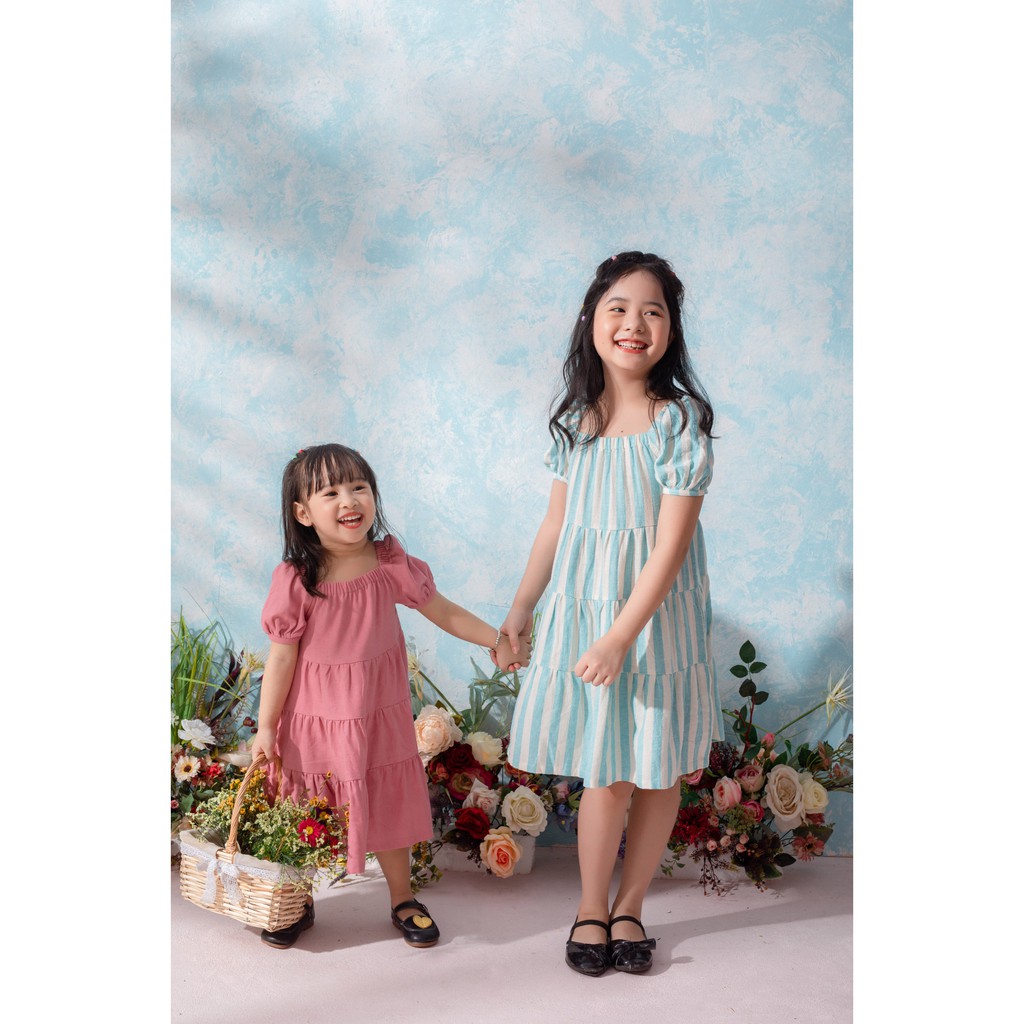 [LITTLE PINK] SUSANNE DRESS - Váy tay bồng chun vai bé gái