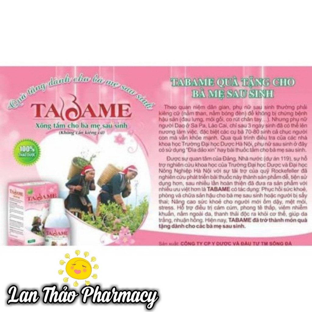 [CHÍNH HÃNG] NƯỚC XÔNG TẮM GỘI CHO BÀ MẸ SAU SINH TABAME 250ML