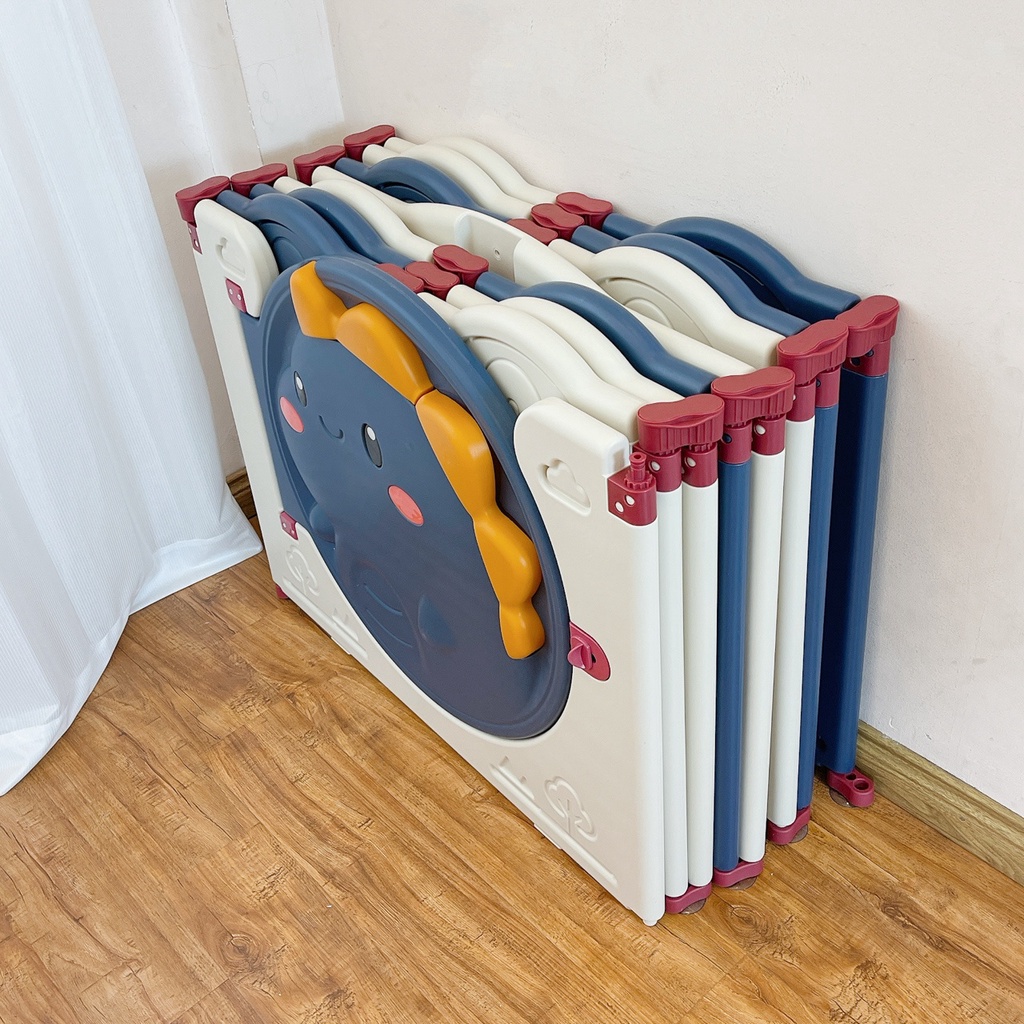 [XẢ KHO GIÁ SỐC - HÀNG MỚI] Quây cũi gấp gọn nhựa nguyên sinh hình khủng long 9BABY màu xanh