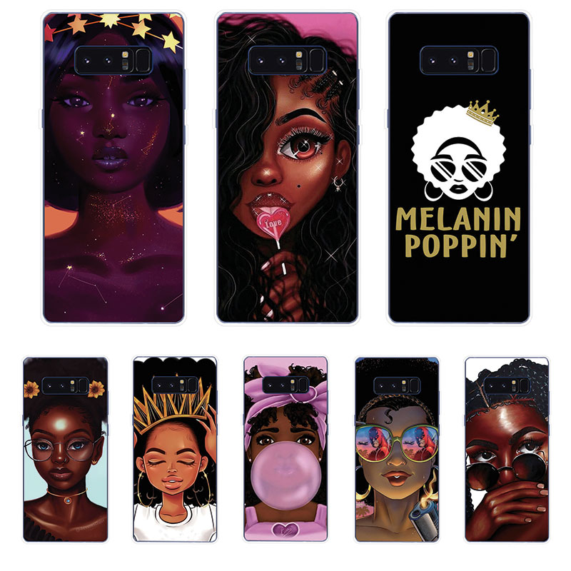 Samsung Galaxy S7 Edge S8 S8+ Plus Soft TPU Silicone Phone Case Cover Black Girl