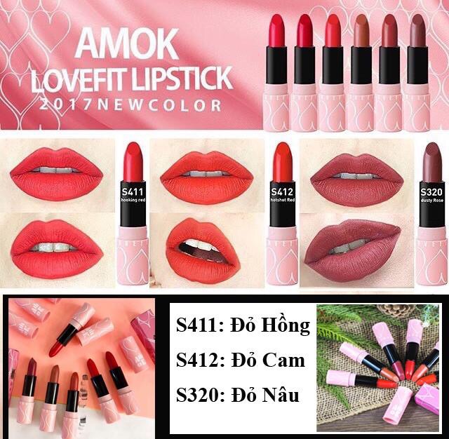 Son Amok Luxury Lovefit vỏ hồng - cam kết chính hãng