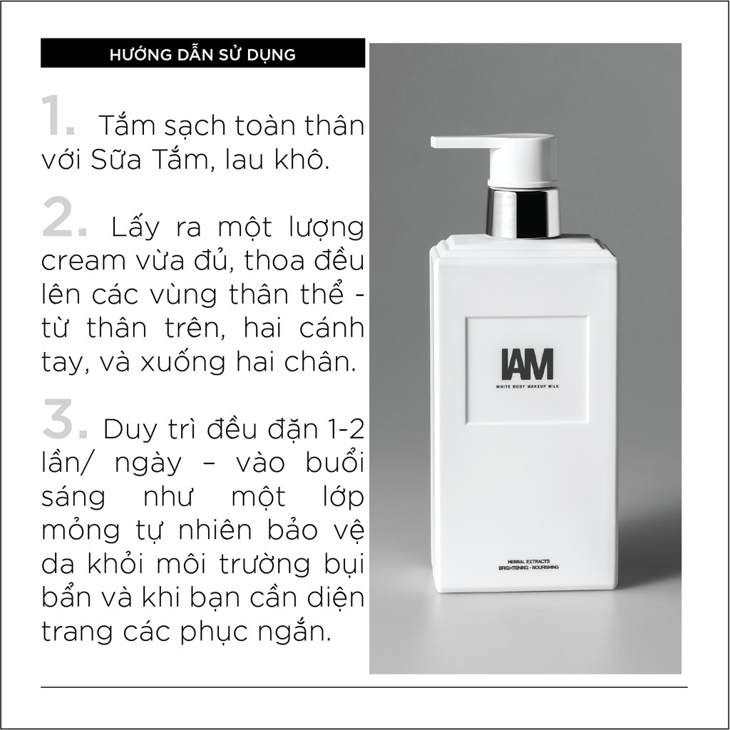 IAM WHITE BODY MAKEUP MILK  - Sữa Makeup và dưỡng thể giúp làm trắng da 300ML