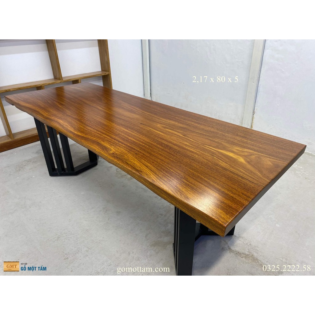 Bàn làm việc gỗ tự nhiên, Bàn họp gỗ tự nhiên nguyên tấm dài 2,17m rộng 80cm dày 5cm | BigBuy360 - bigbuy360.vn
