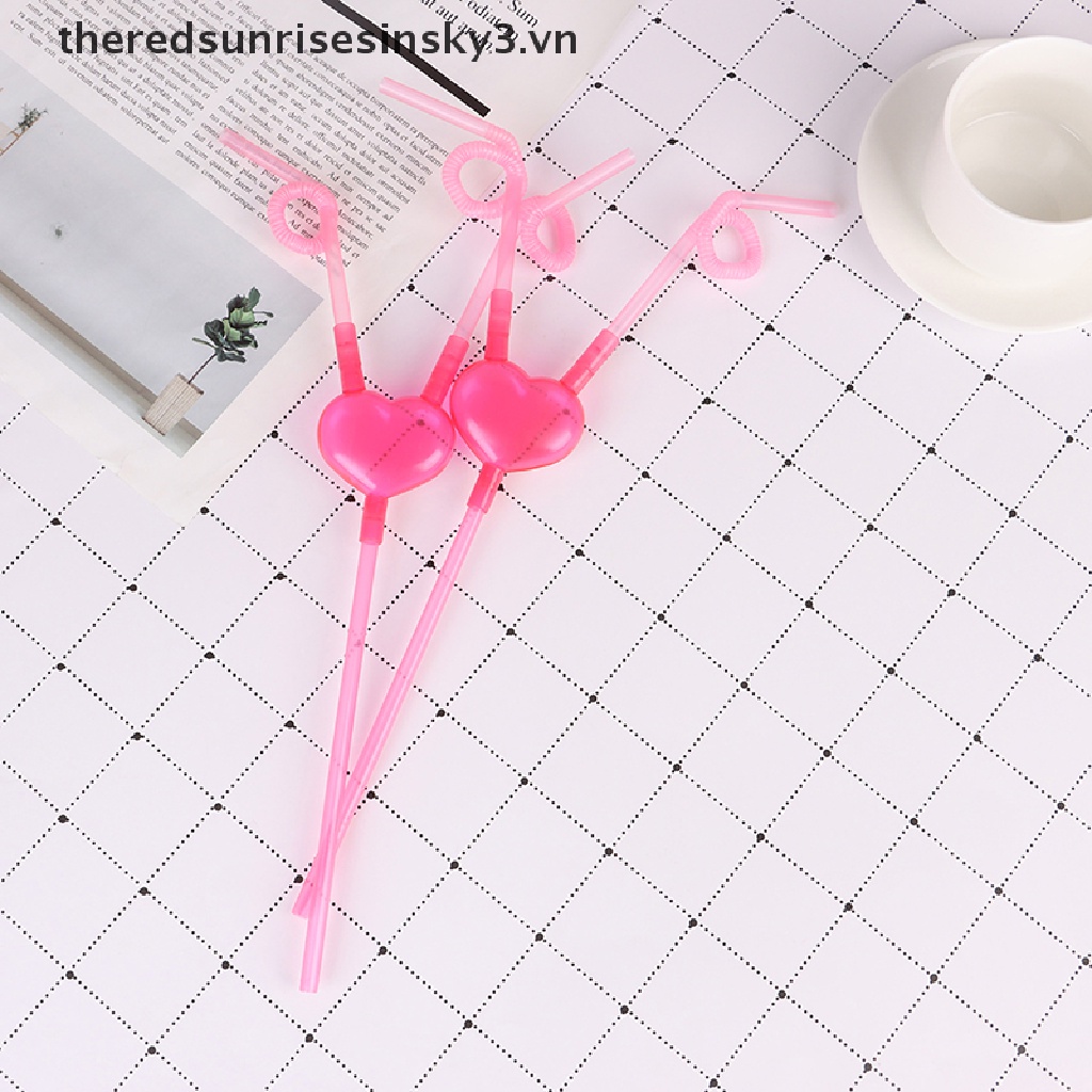 ^ ~ ^ Ống Hút Kép Hình Trái Tim Độc Đáo Linh Hoạt Cho Quán Bar