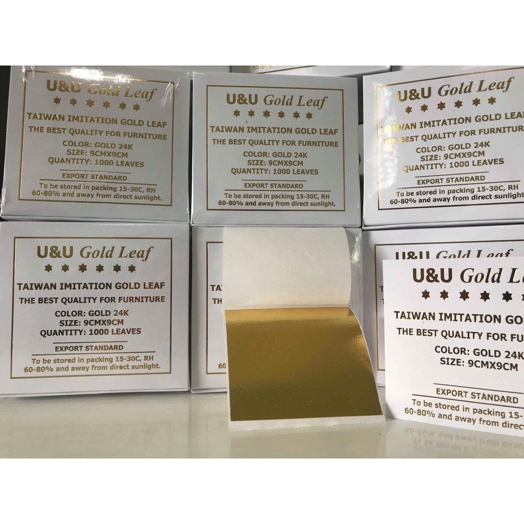 Hộp 1000 Lá Vàng Miếng 24K Dùng Cho Trang Trí  chuyên Dát Vàng, nguyên liệ