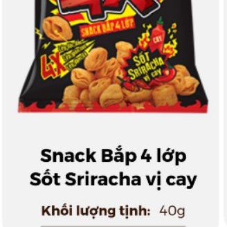 Snack Oishi Bắp 4X Gói 42gr Vị Sốt SRIRACHA Cay