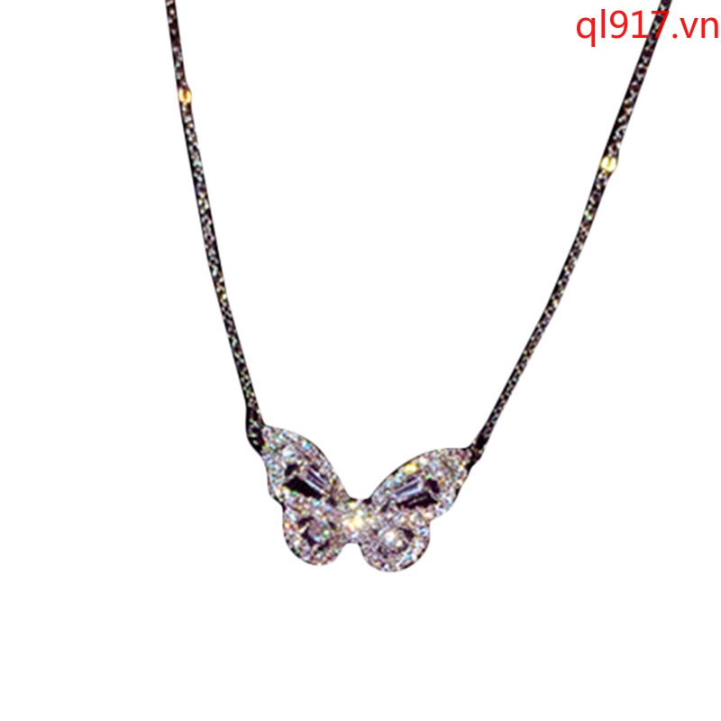 Vòng cổ Mạ Bạc 925 Mặt Bướm Đính Đá Lấp Lánh