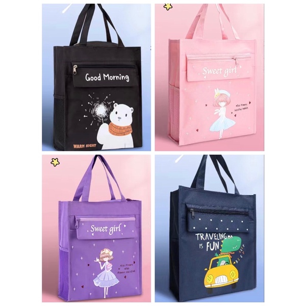 Túi học thêm túi đựng đồ xách tay học sinh sinh viên chống thấm nước bền đẹp túi vải bố