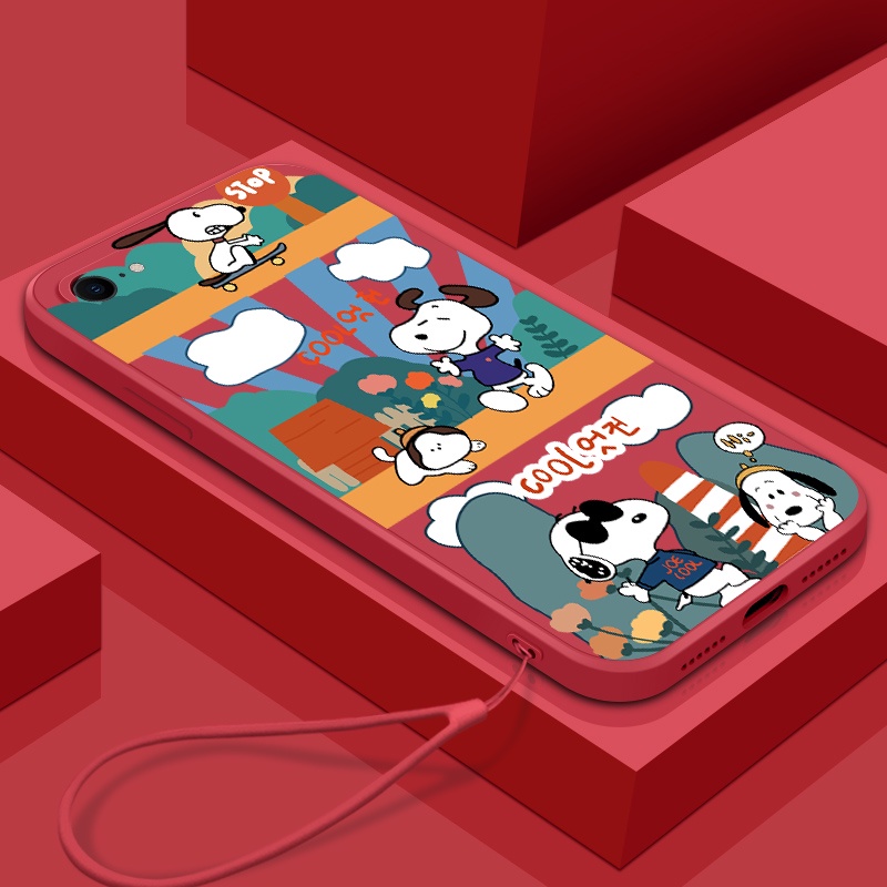 Ốp Lưng Silicon In Hình Snoopy Có Dây Đeo Xinh Xắn Cho oppo f1s a83 a71