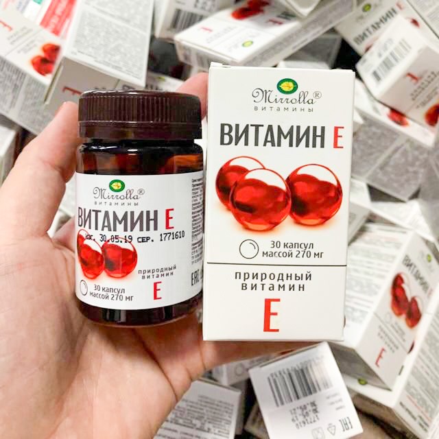 Vitamin E Đỏ Nga MIRROLLA Hàm Lượng 270mg Giúp Làm Đẹp Da, Sáng Da | Thế Giới Skin Care