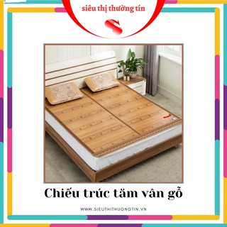 Chiếu Trúc Tăm Vân Gỗ Đế Lụa In hoa , Hàng trúc tre Cao bằng Tây Bắc Loại Đẹp [ 1m2 1m5 1m6 1m8 1m9 x 2m ]