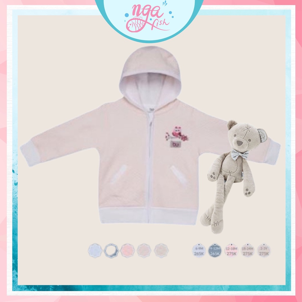 Áo khoác Bu có mũ cotton Bamboo cho bé dễ thương Nga Fish BC015