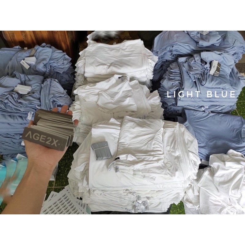 Áo thun trơn trắng, hồng nude, Xanh thiên thanh đốm, vàng bò đốm chính hãng AGE2X Hàng VNXK