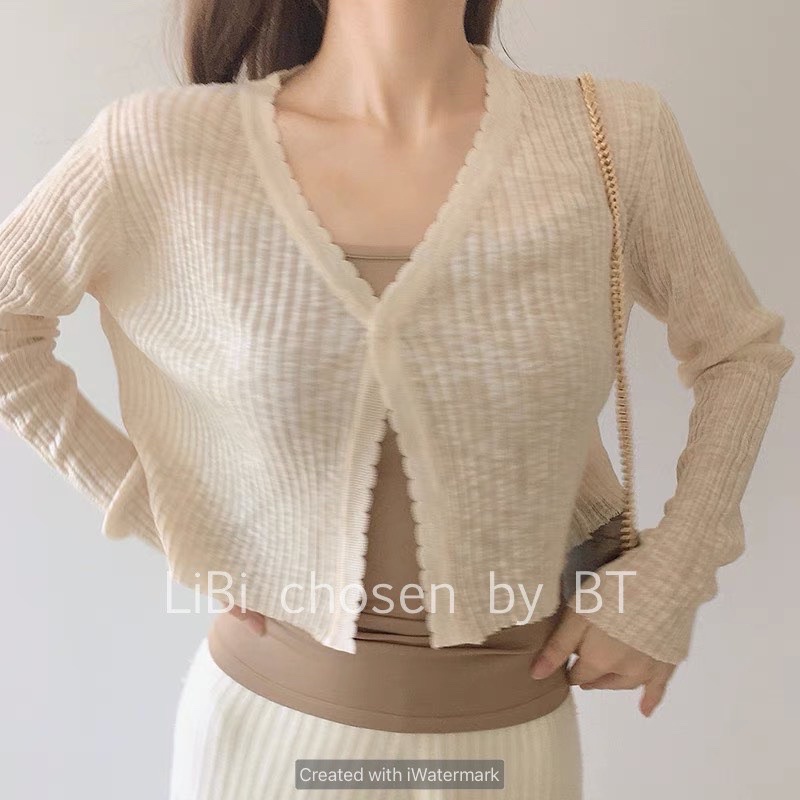 [HÀNG SẴN]ÁO CADIGAN LEN GÂN MỎNG DÁNG CROPTOP