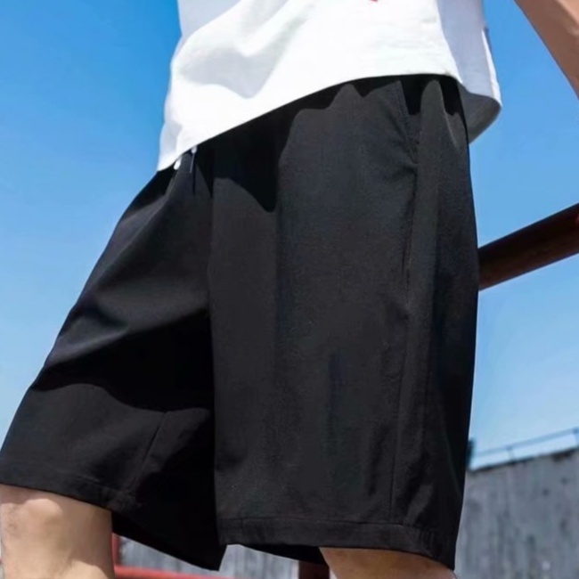 Quần ngắn ống rộng màu trơn thiết kế đơn giản thời trang cho nam nữ